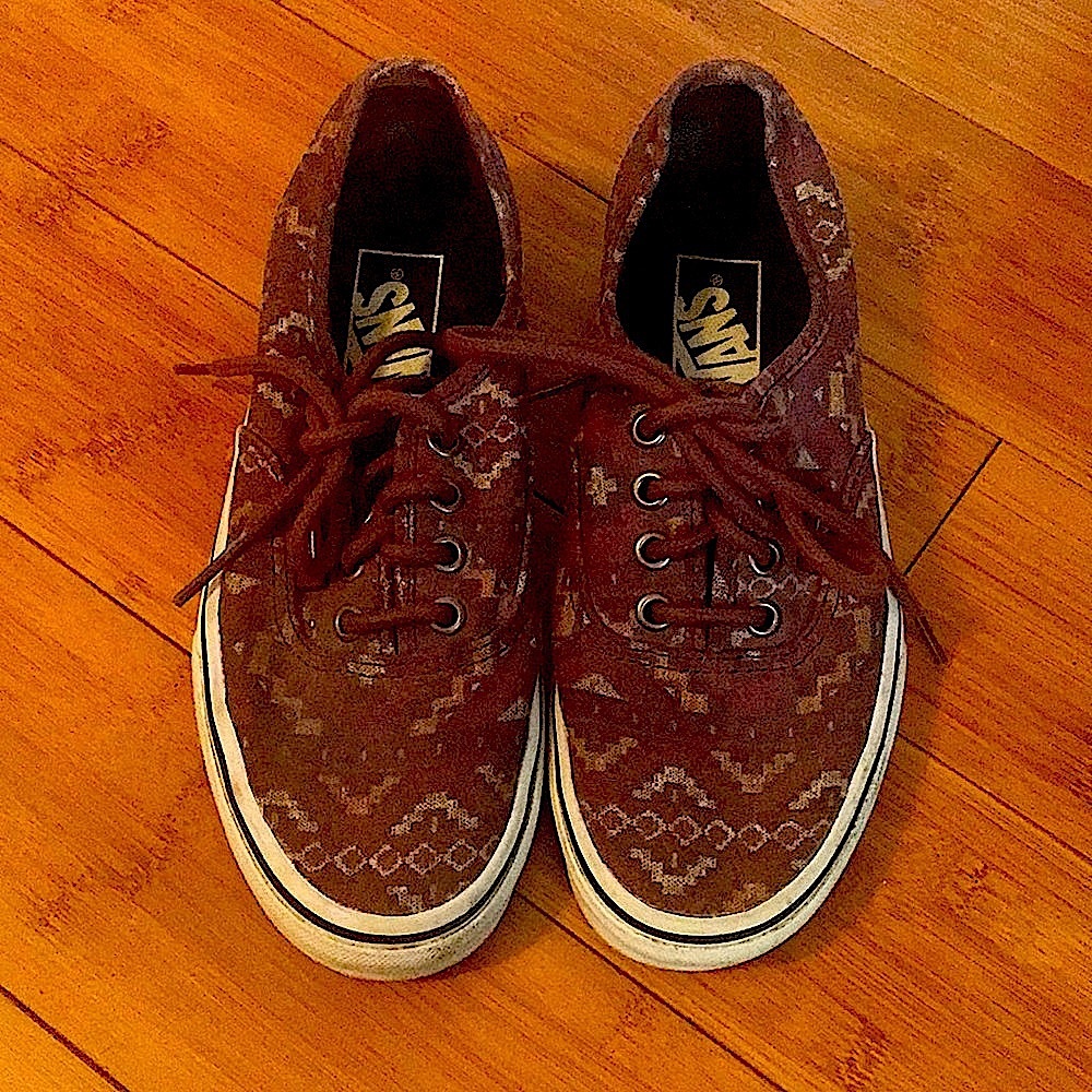 VANS southwestern pattern/design & maroon laces